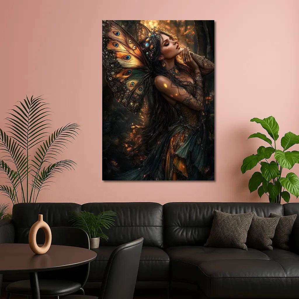 Fantasy Fairy Woman Butterfly Wings Forest – Wall Art