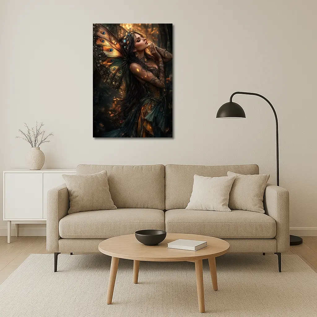 Fantasy Fairy Woman Butterfly Wings Forest – Wall Art