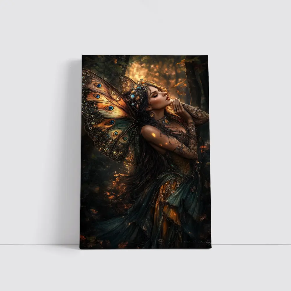 Fantasy Fairy Woman Butterfly Wings Forest – Wall Art