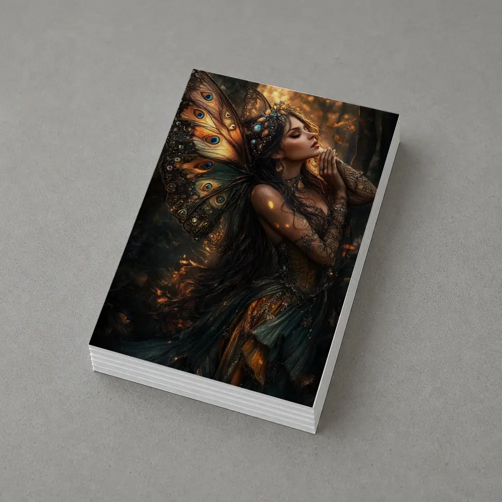 Fantasy Fairy Woman Butterfly Wings Forest – Postcards