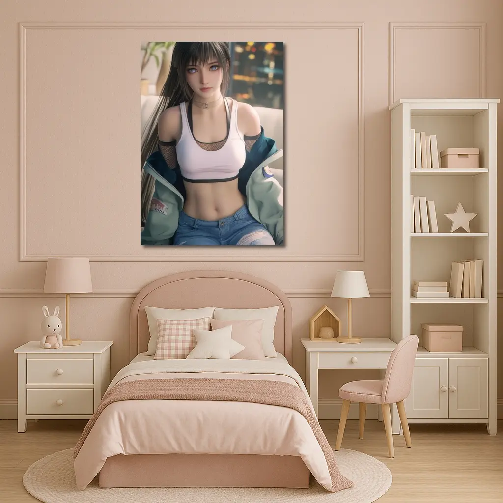 Anime Girl City Night Background Art – Wall Art