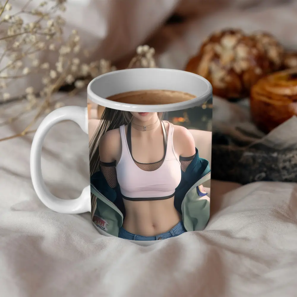 Anime Girl City Night Background Art – Mugs