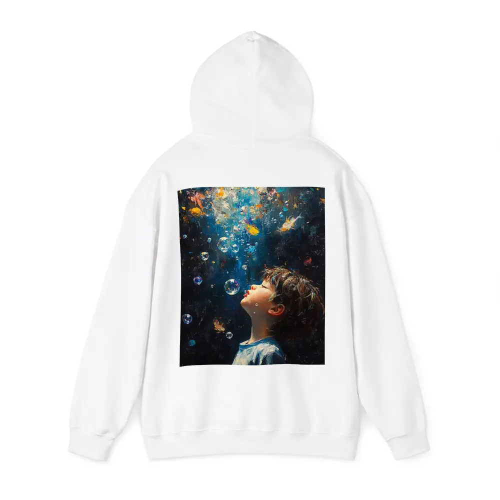 Boy Blowing Bubbles Dark Oil Painting – Hoodies
