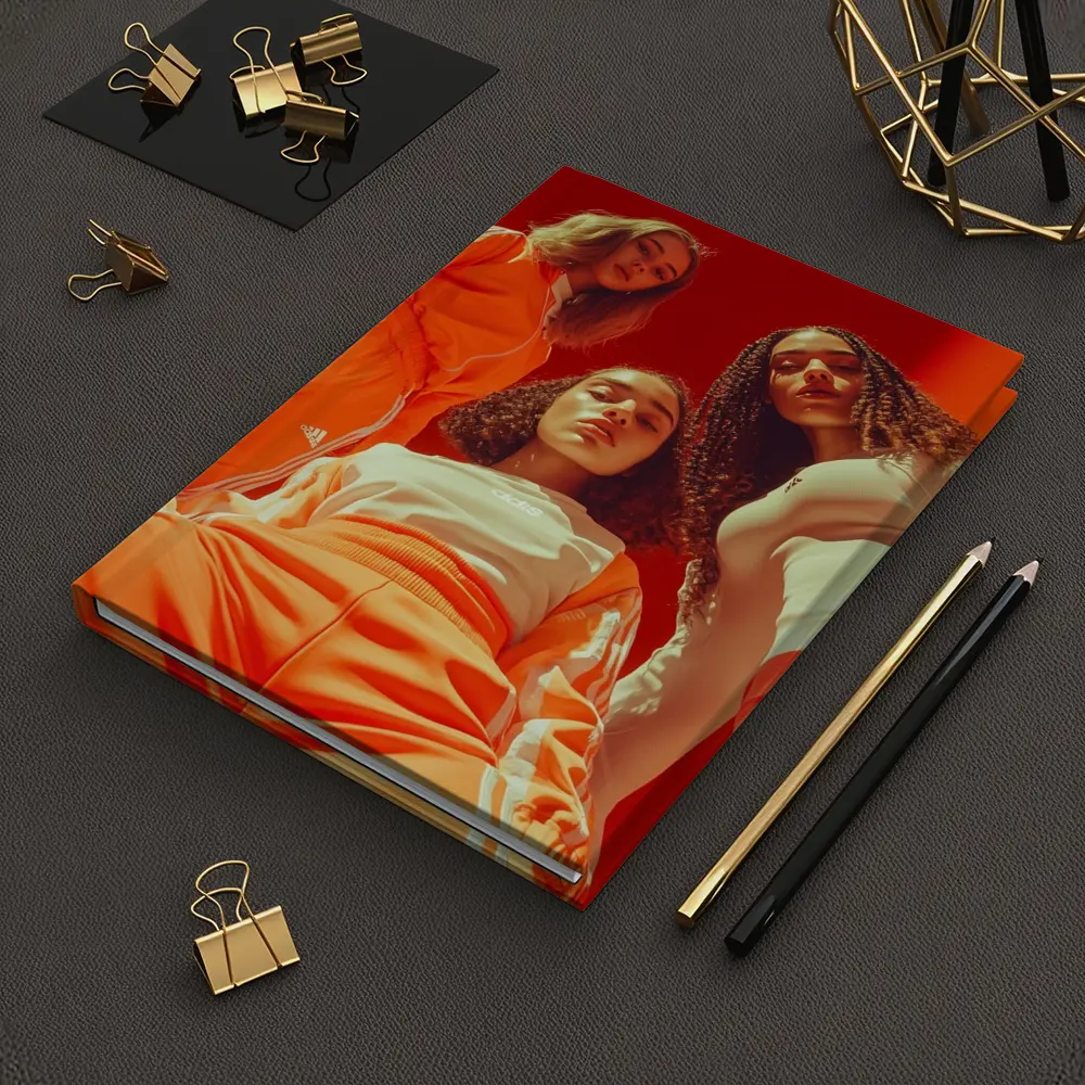 Three Women Adidas Orange Sportswear Red Background – Notebooks