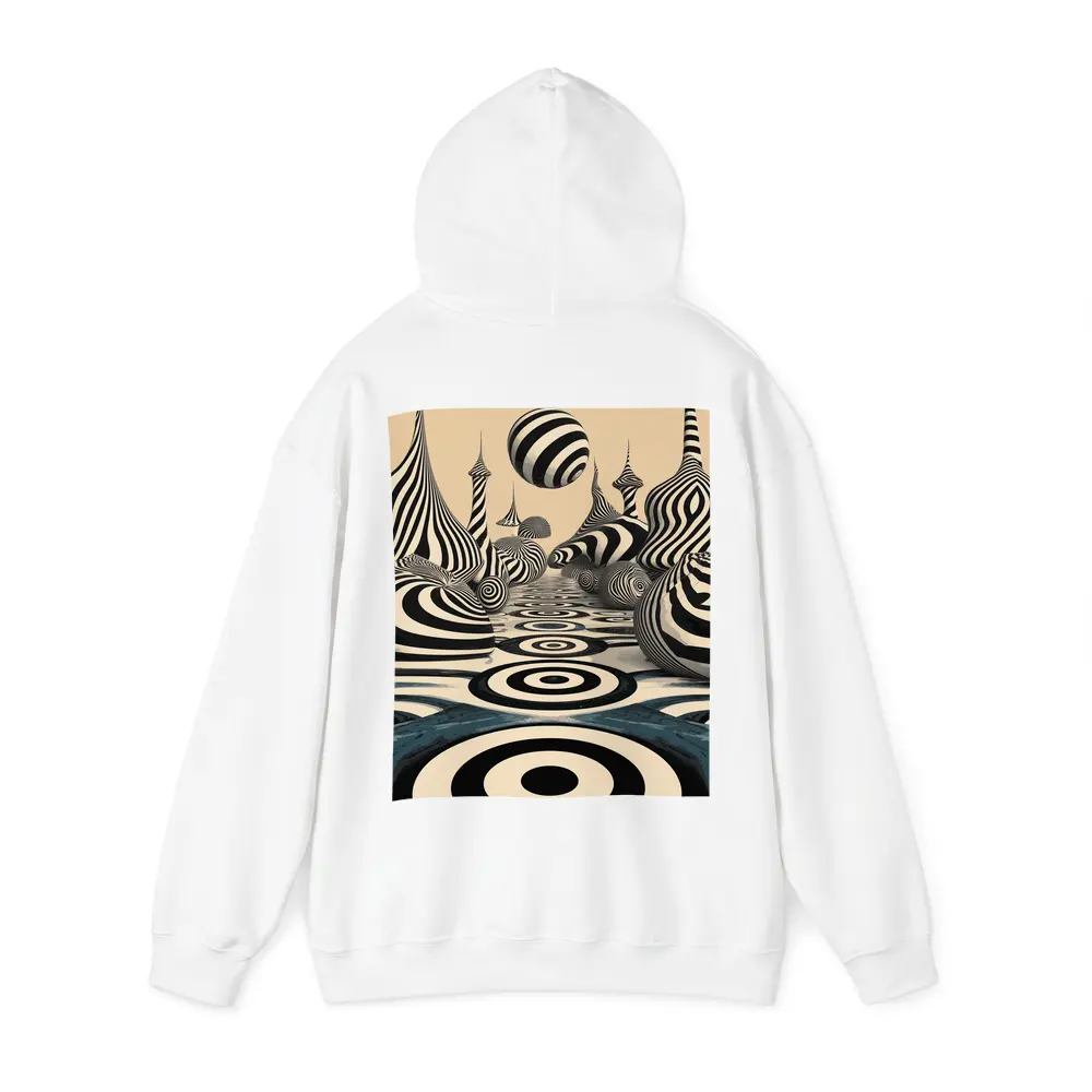 Black White Op Art Surreal Striped Landscape – Hoodies