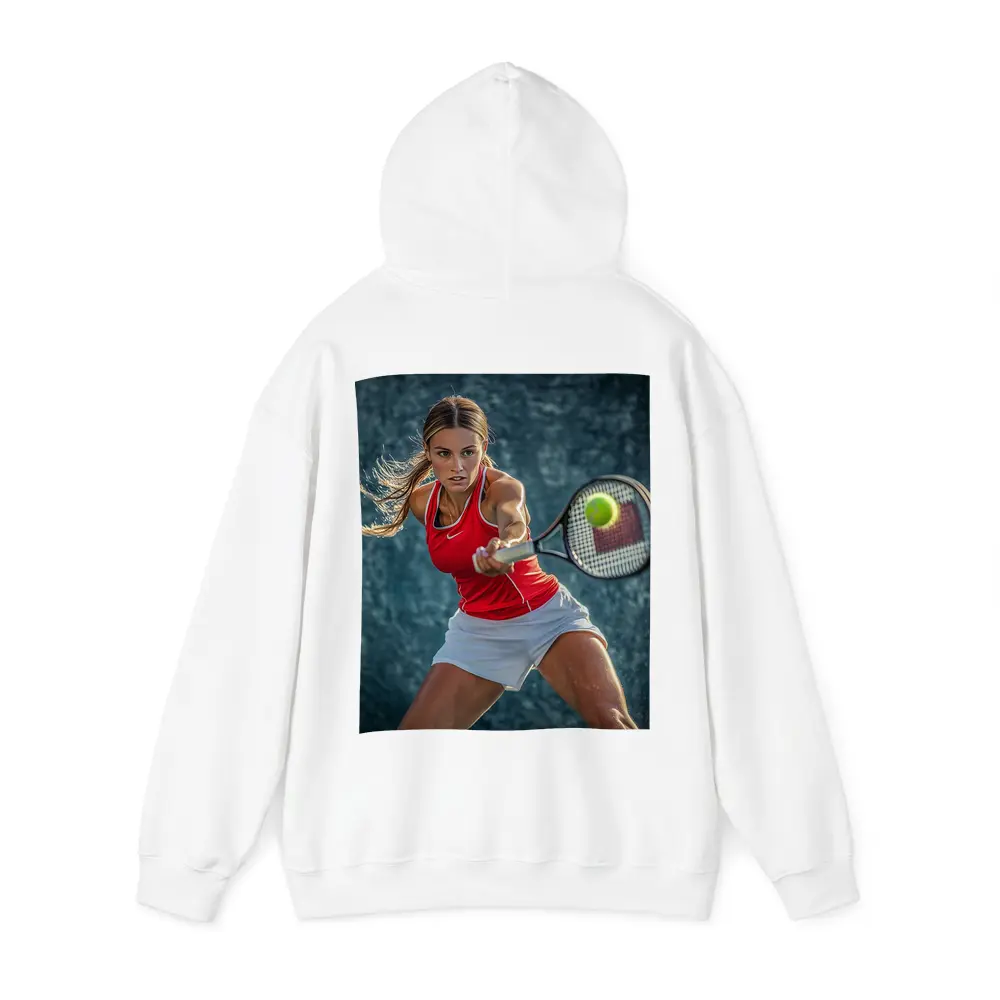 Female Tennis Player Red Outfit Action Shot – Hoodies