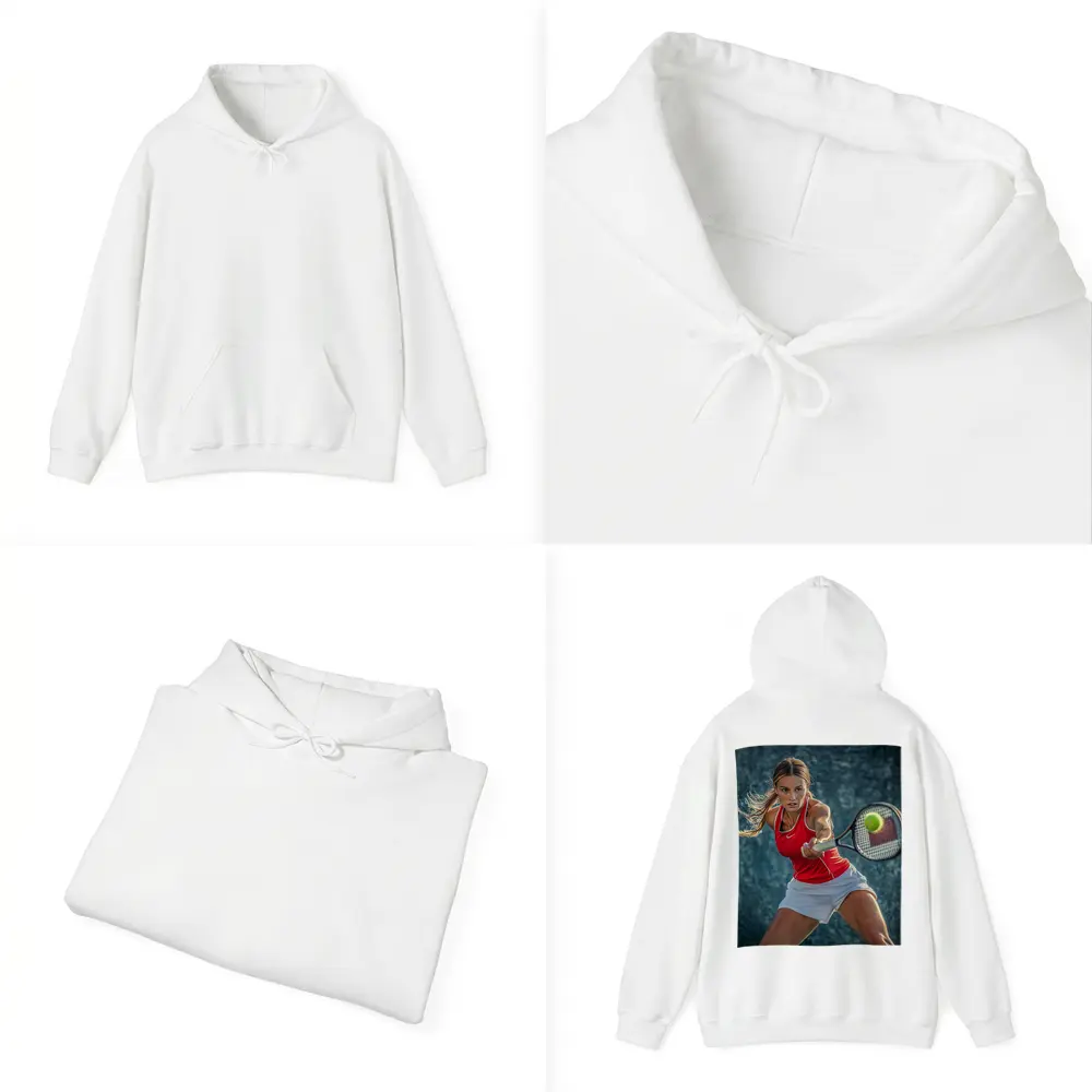 Female Tennis Player Red Outfit Action Shot – Hoodies
