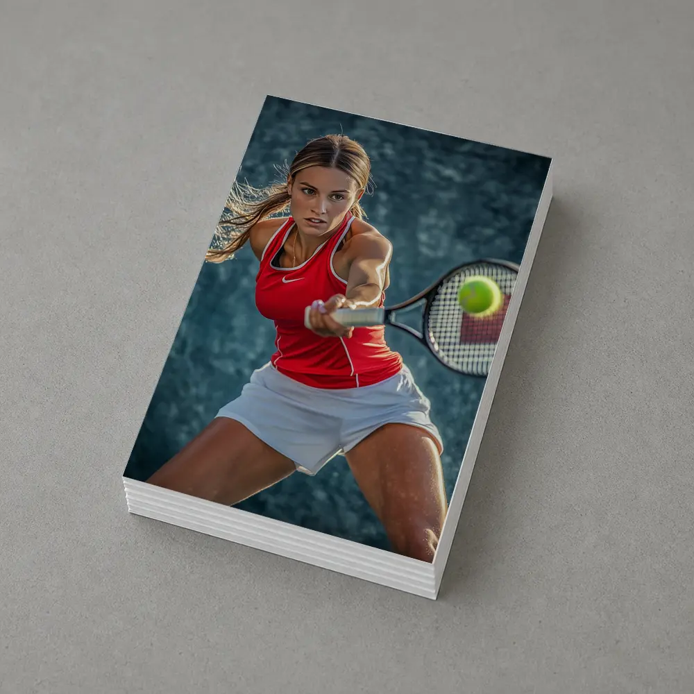 Female Tennis Player Red Outfit Action Shot – Postcards