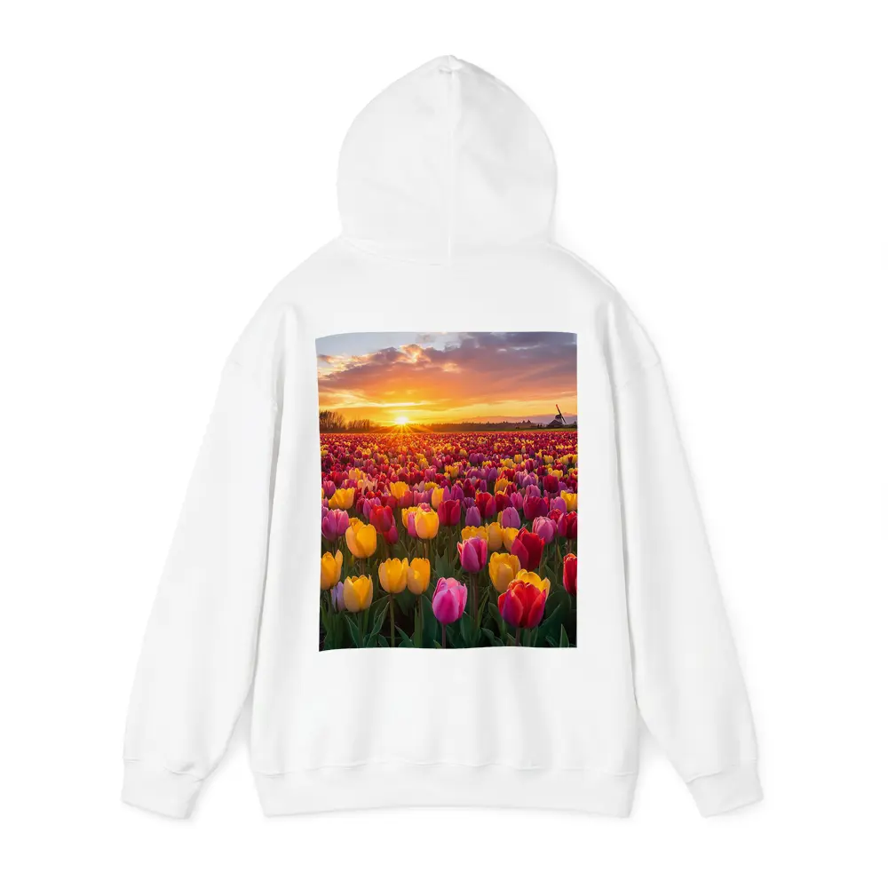 Tulip Field Sunset Windmill Dutch Countryside – Hoodies