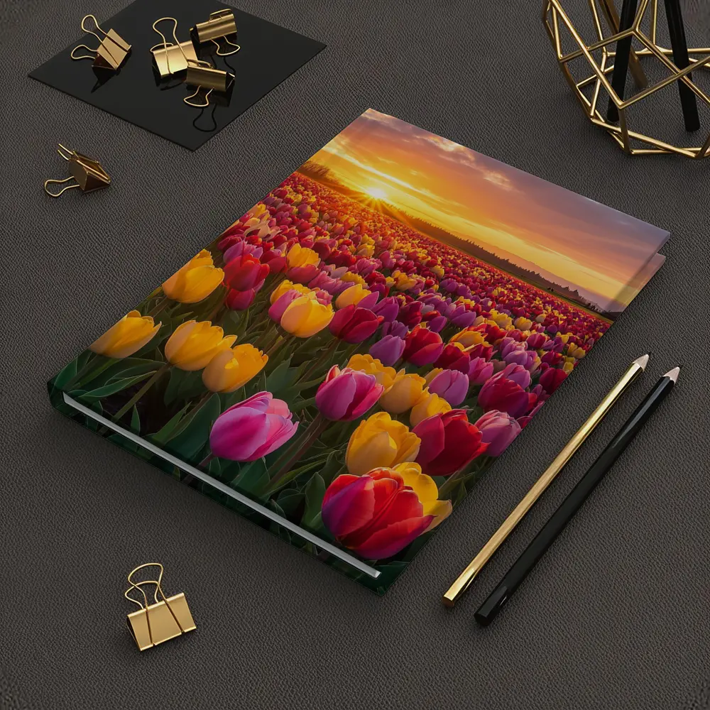 Tulip Field Sunset Windmill Dutch Countryside – Notebooks