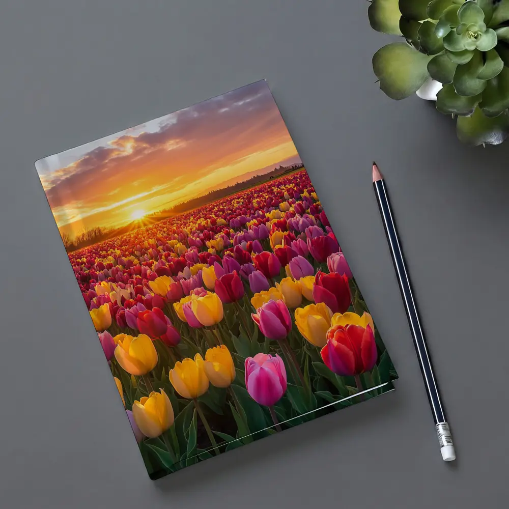 Tulip Field Sunset Windmill Dutch Countryside – Notebooks