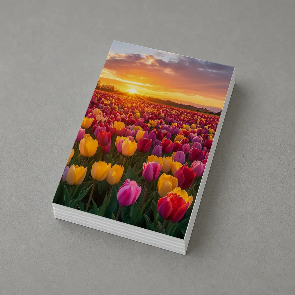 Tulip Field Sunset Windmill Dutch Countryside – Postcards