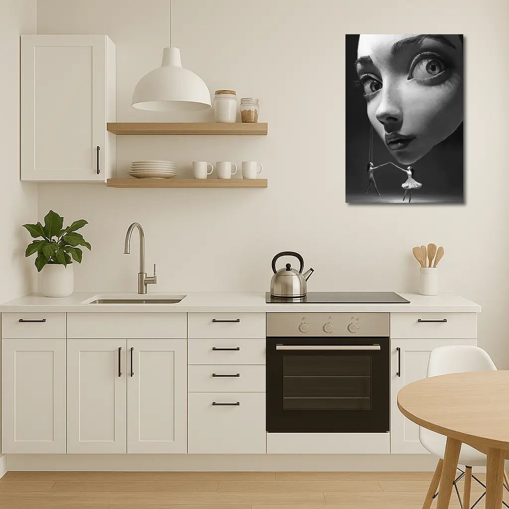 Surreal Black White Face Puppet Women Art – Wall Art