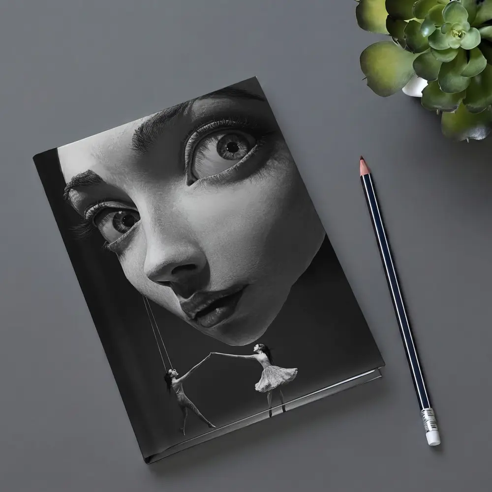Surreal Black White Face Puppet Women Art – Notebooks