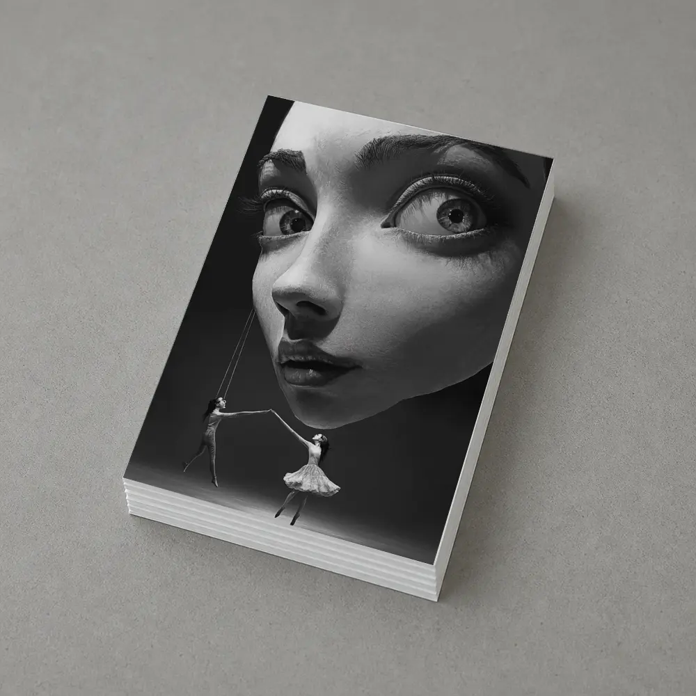 Surreal Black White Face Puppet Women Art – Postcards