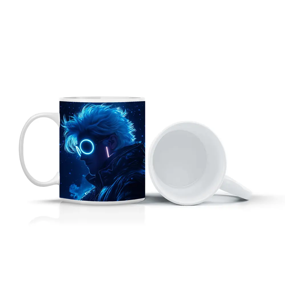 Anime Boy Neon Glasses Blue Starry Night – Mugs