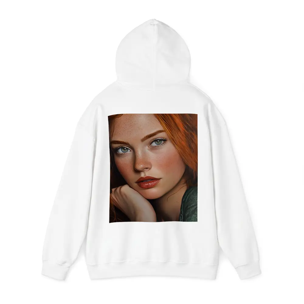 Red Hair Green Eyes Portrait Painting Art – Hoodies