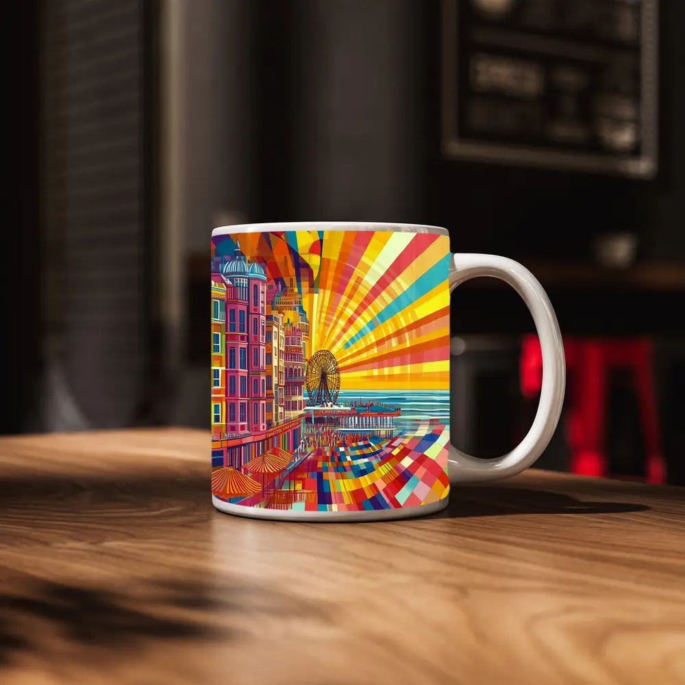 Brighton Pier Retro Pop Art Cityscape – Mugs