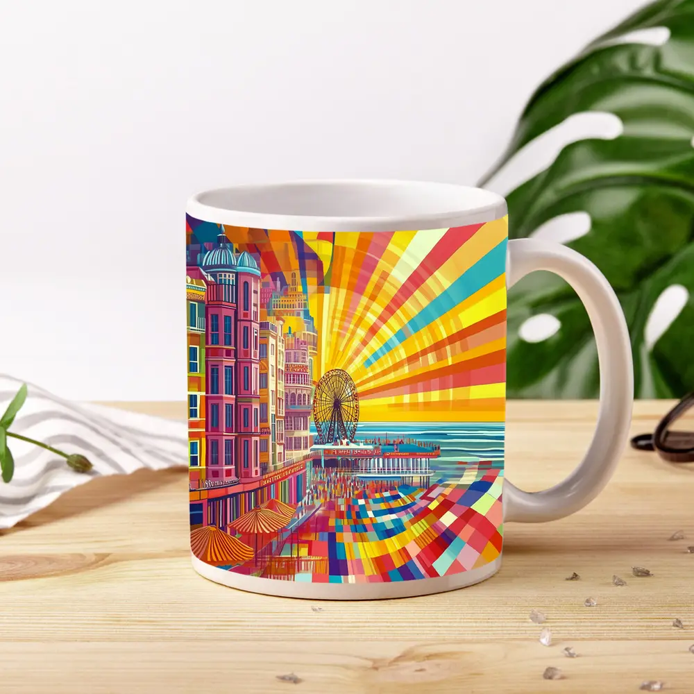 Brighton Pier Retro Pop Art Cityscape – Mugs