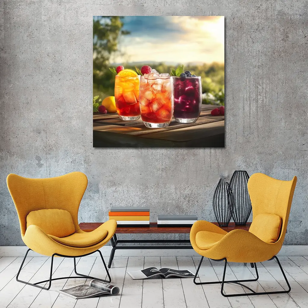 Iced Fruit Drinks Outdoor Summer Setting – Wall Art