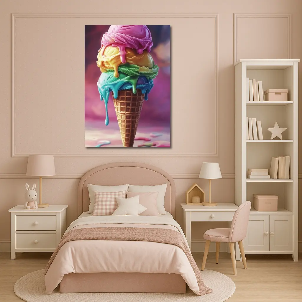 Colorful Dripping Ice Cream Cone Art – Wall Art