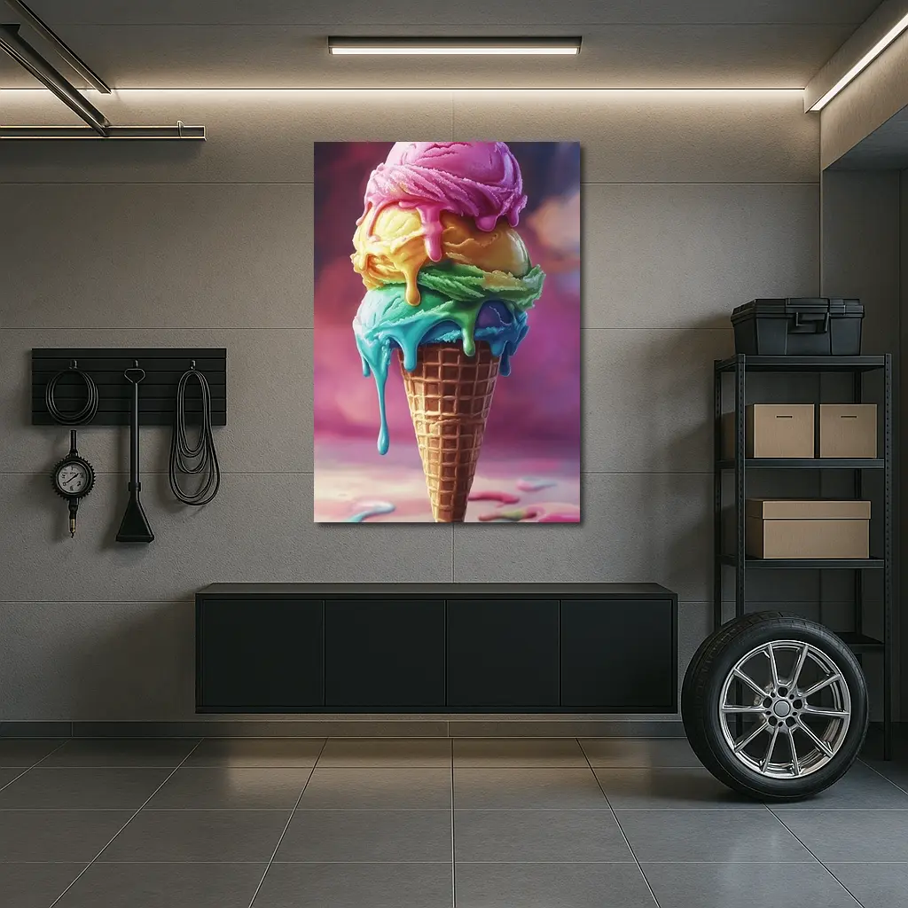 Colorful Dripping Ice Cream Cone Art – Wall Art