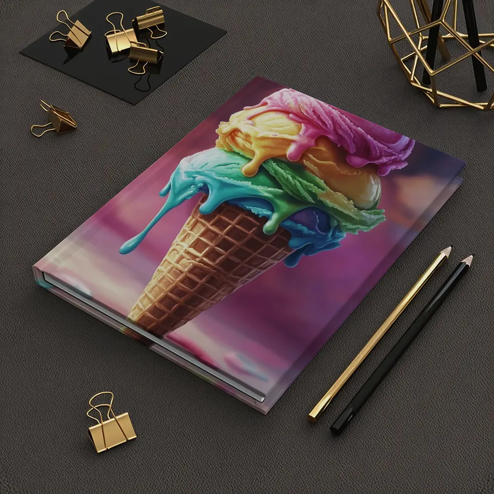 Colorful Dripping Ice Cream Cone Art – Notebooks