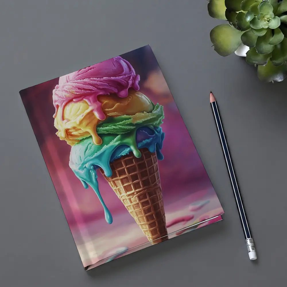 Colorful Dripping Ice Cream Cone Art – Notebooks