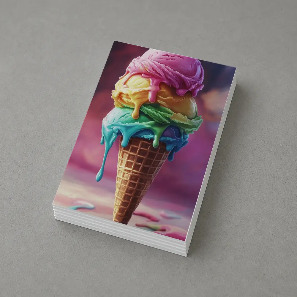 Colorful Dripping Ice Cream Cone Art – Postcards