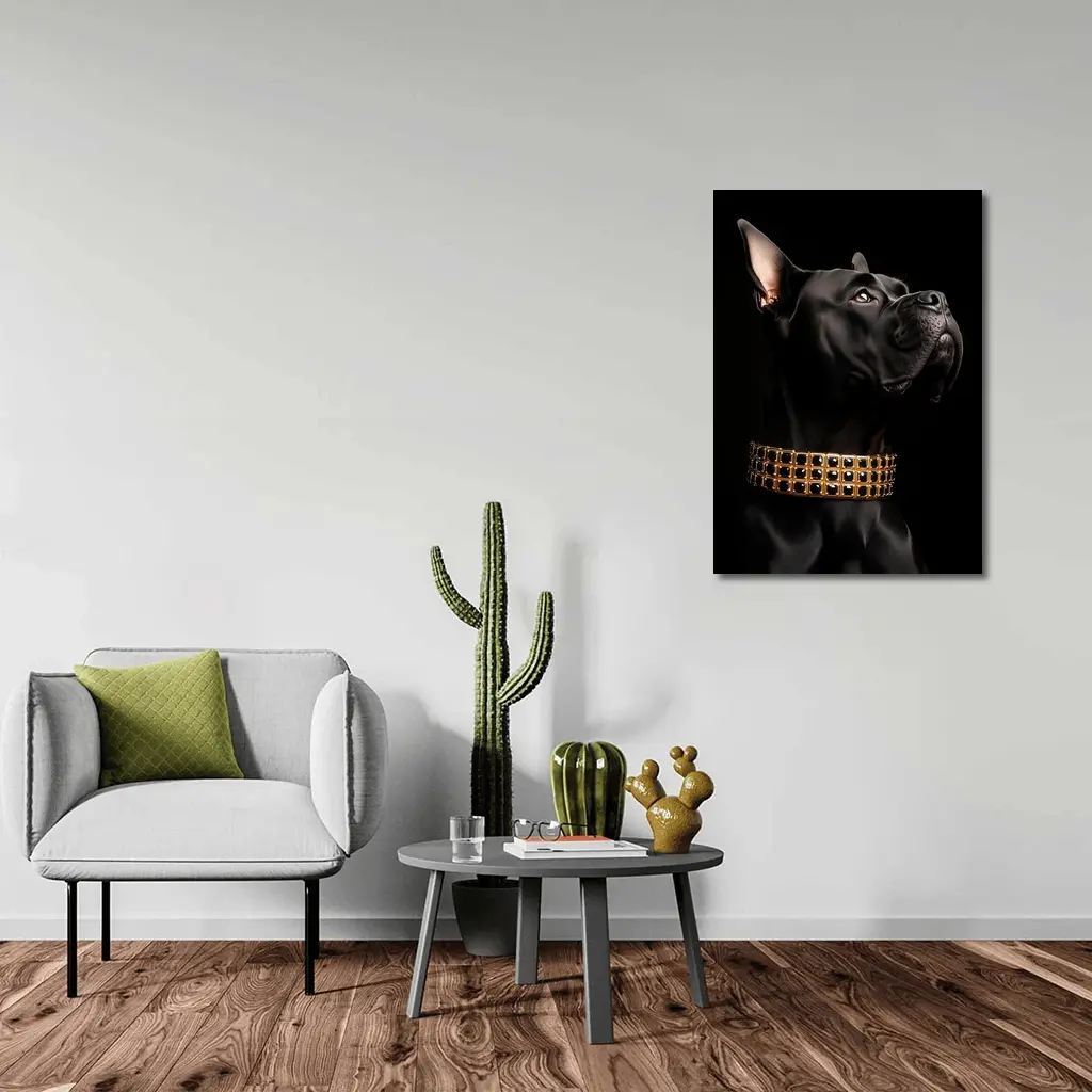 Black Cane Corso Dog Gold Collar Dark – Wall Art