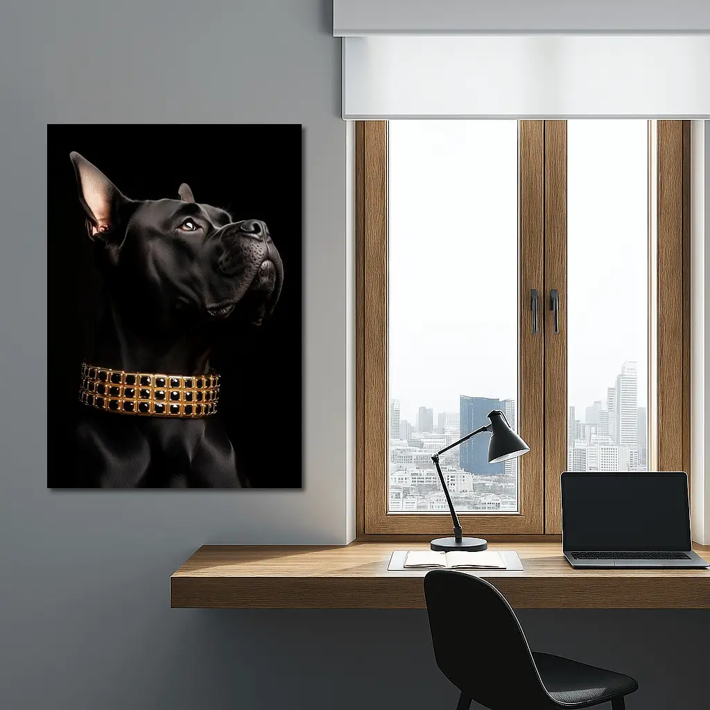 Black Cane Corso Dog Gold Collar Dark – Wall Art