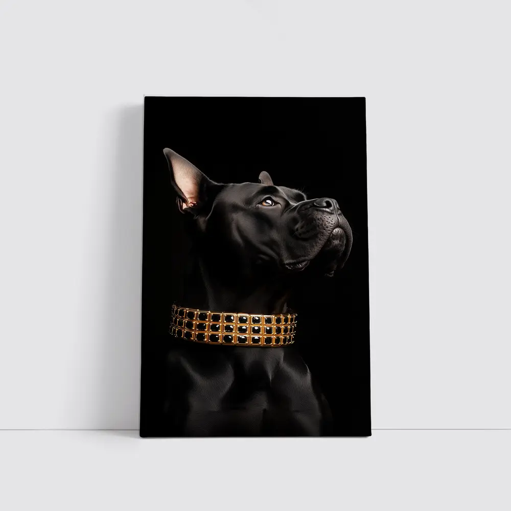 Black Cane Corso Dog Gold Collar Dark – Wall Art