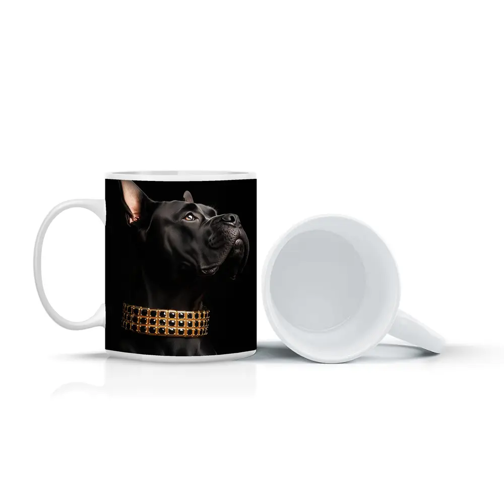 Black Cane Corso Dog Gold Collar Dark – Mugs