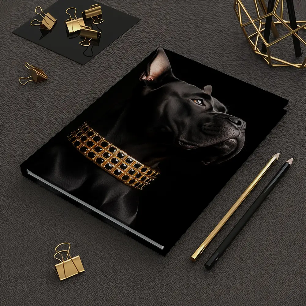 Black Cane Corso Dog Gold Collar Dark – Notebooks