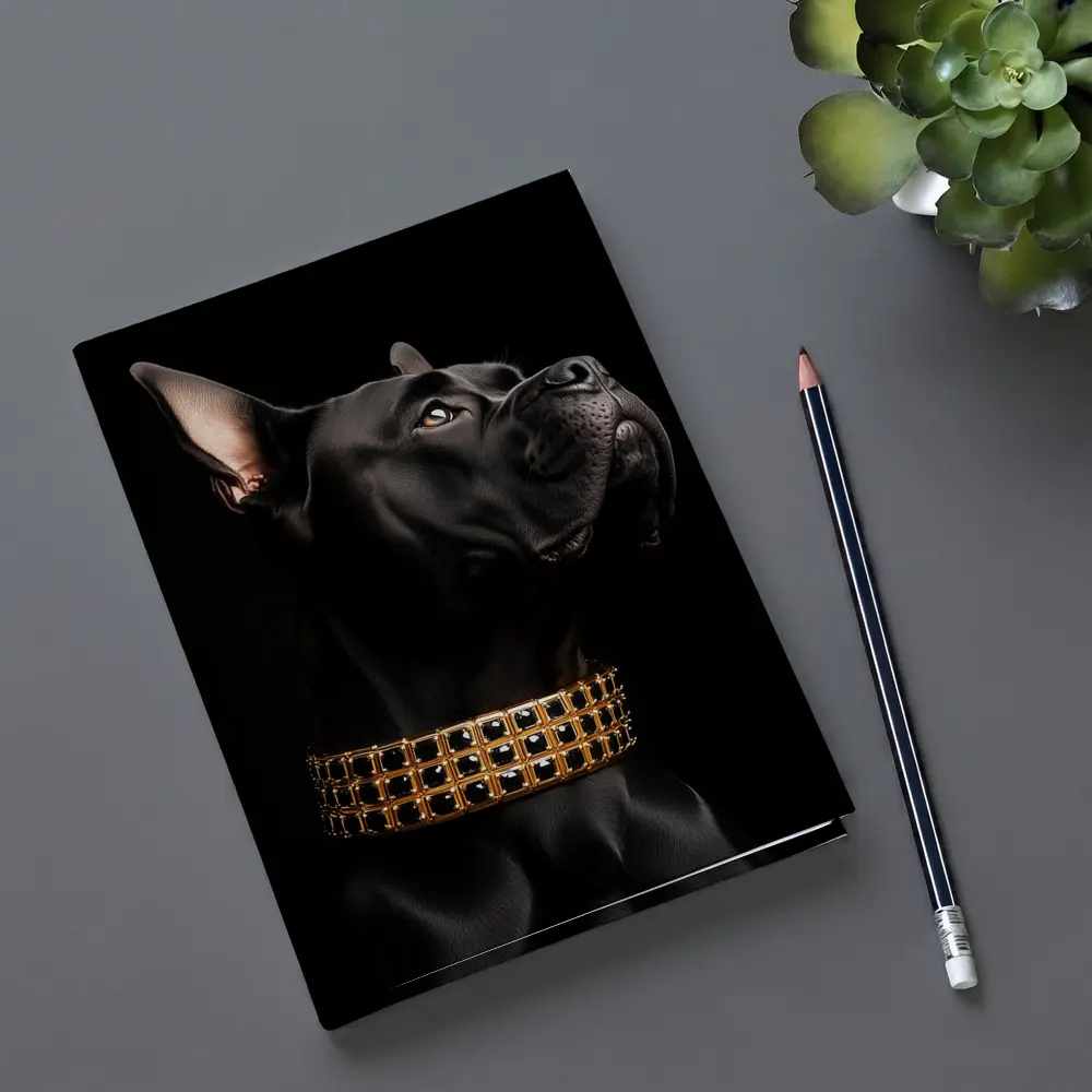 Black Cane Corso Dog Gold Collar Dark – Notebooks