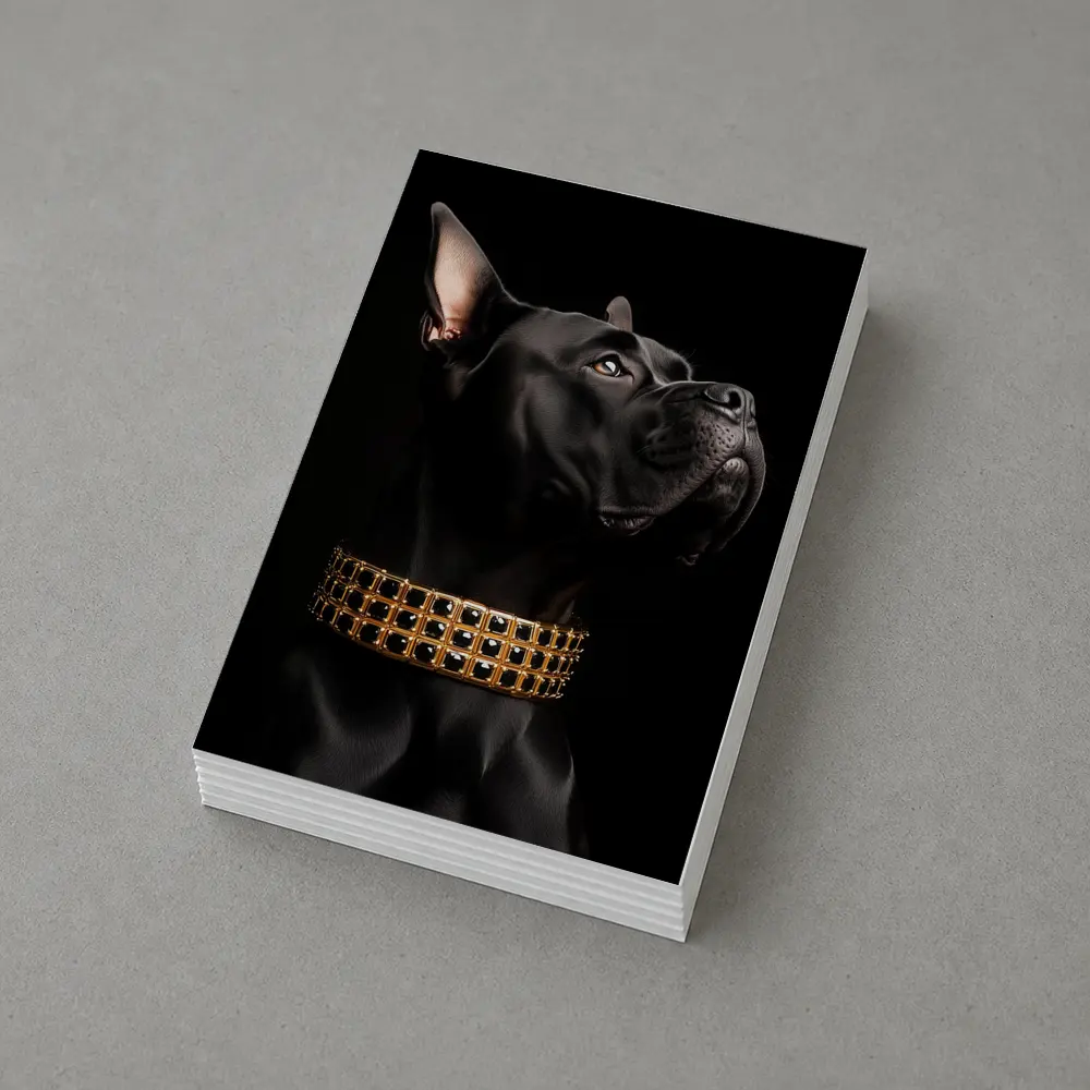 Black Cane Corso Dog Gold Collar Dark – Postcards