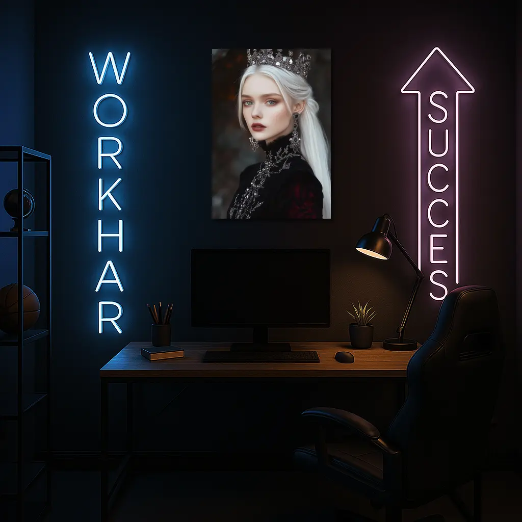 White Haired Queen Dark Fantasy Portrait Art – Wall Art