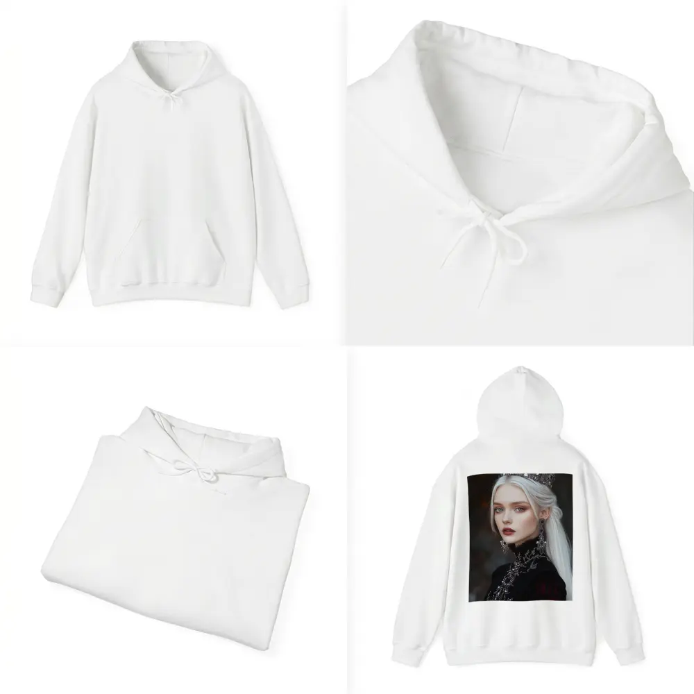 White Haired Queen Dark Fantasy Portrait Art – Hoodies