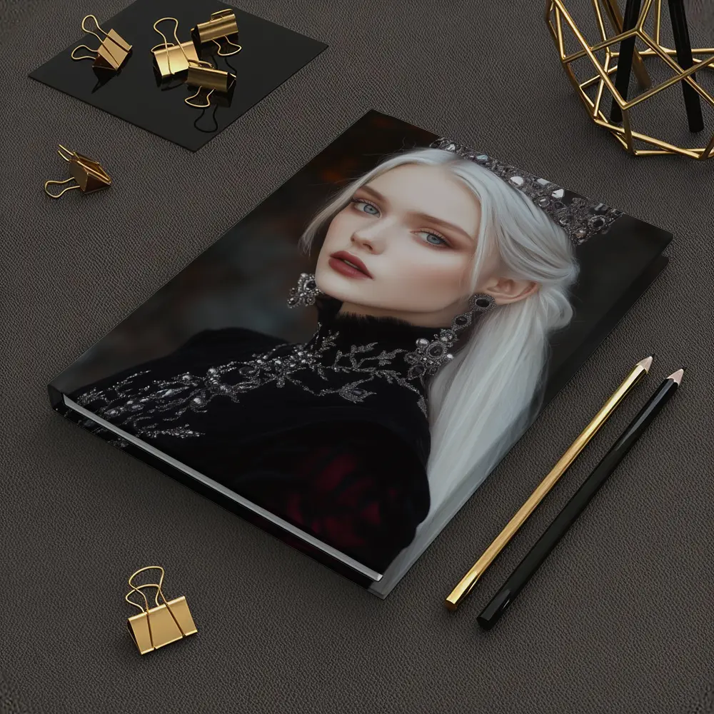 White Haired Queen Dark Fantasy Portrait Art – Notebooks