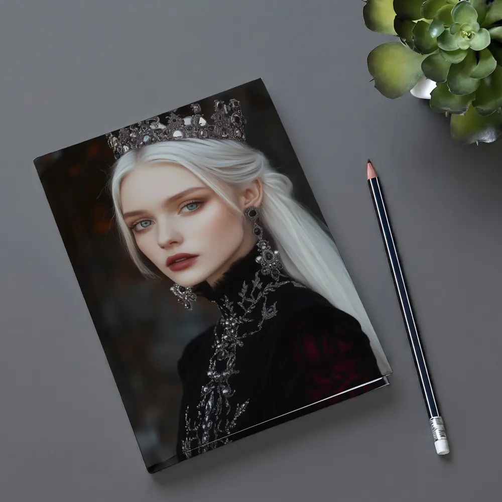 White Haired Queen Dark Fantasy Portrait Art – Notebooks