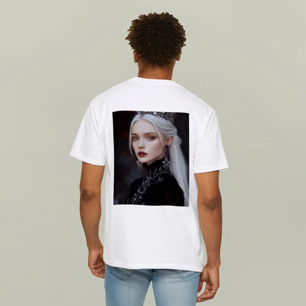 White Haired Queen Dark Fantasy Portrait Art – T-Shirts