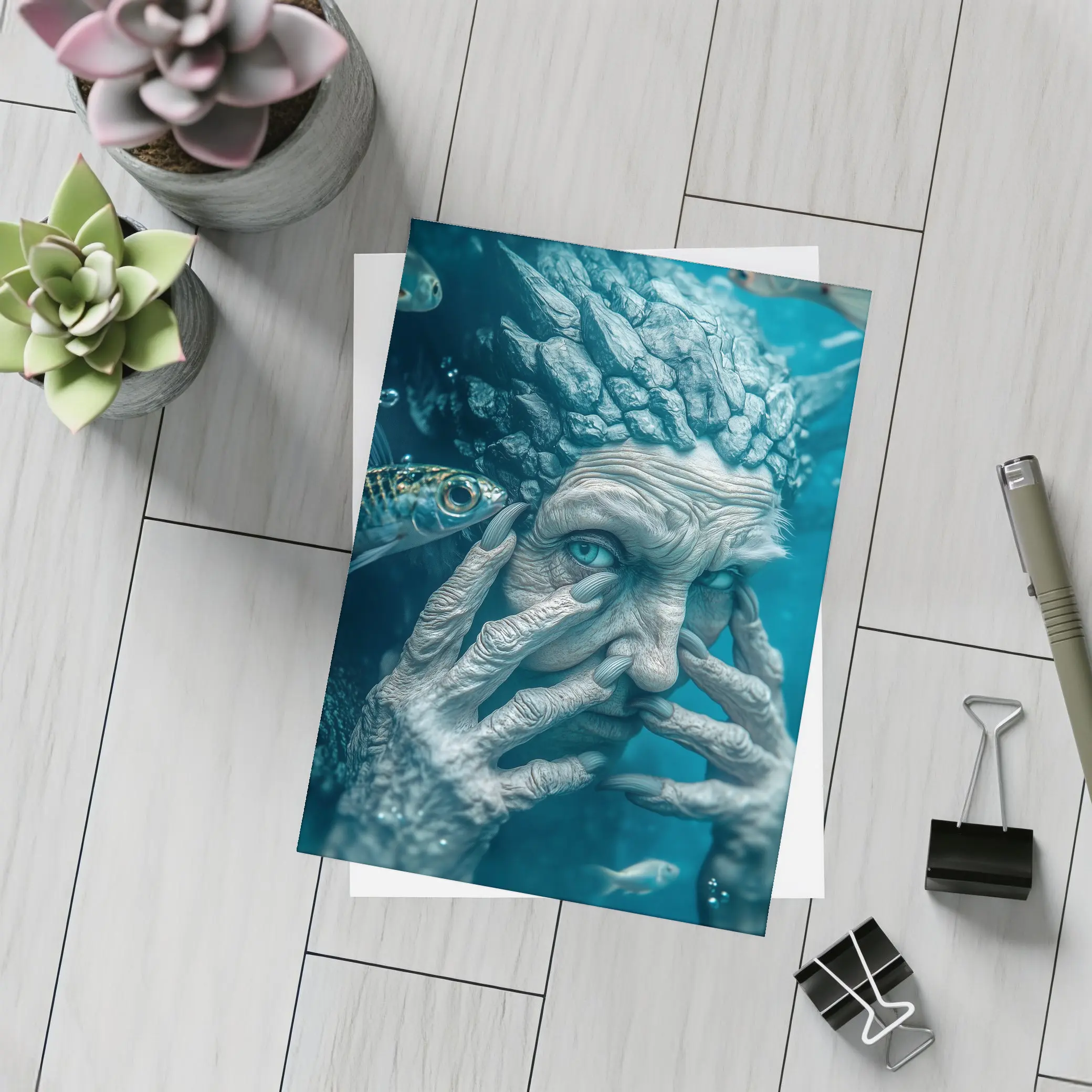 Ancient Stone Elder Underwater Surreal Fantasy – Postcards