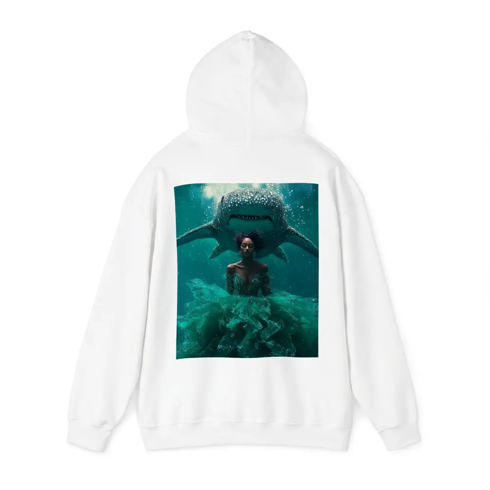 Woman in Gown Underwater With Shark – Hoodies