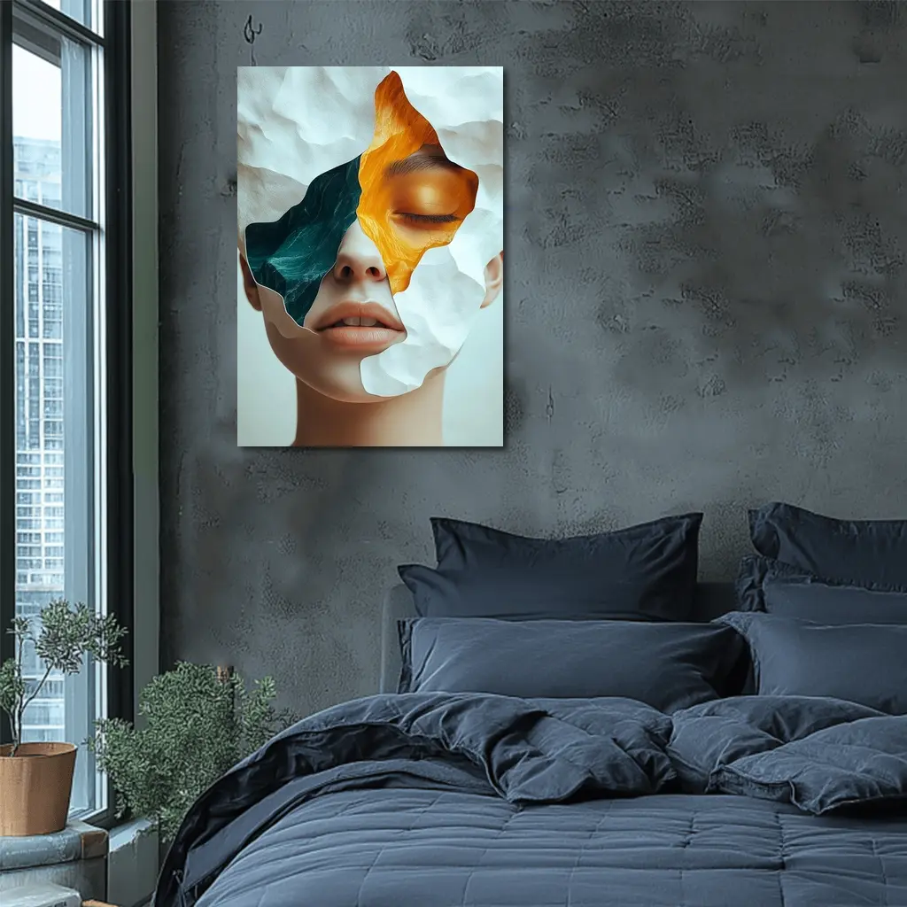 Surreal Female Face Collage Abstract Art – Wall Art