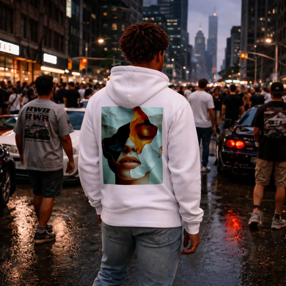 Surreal Female Face Collage Abstract Art – Hoodies