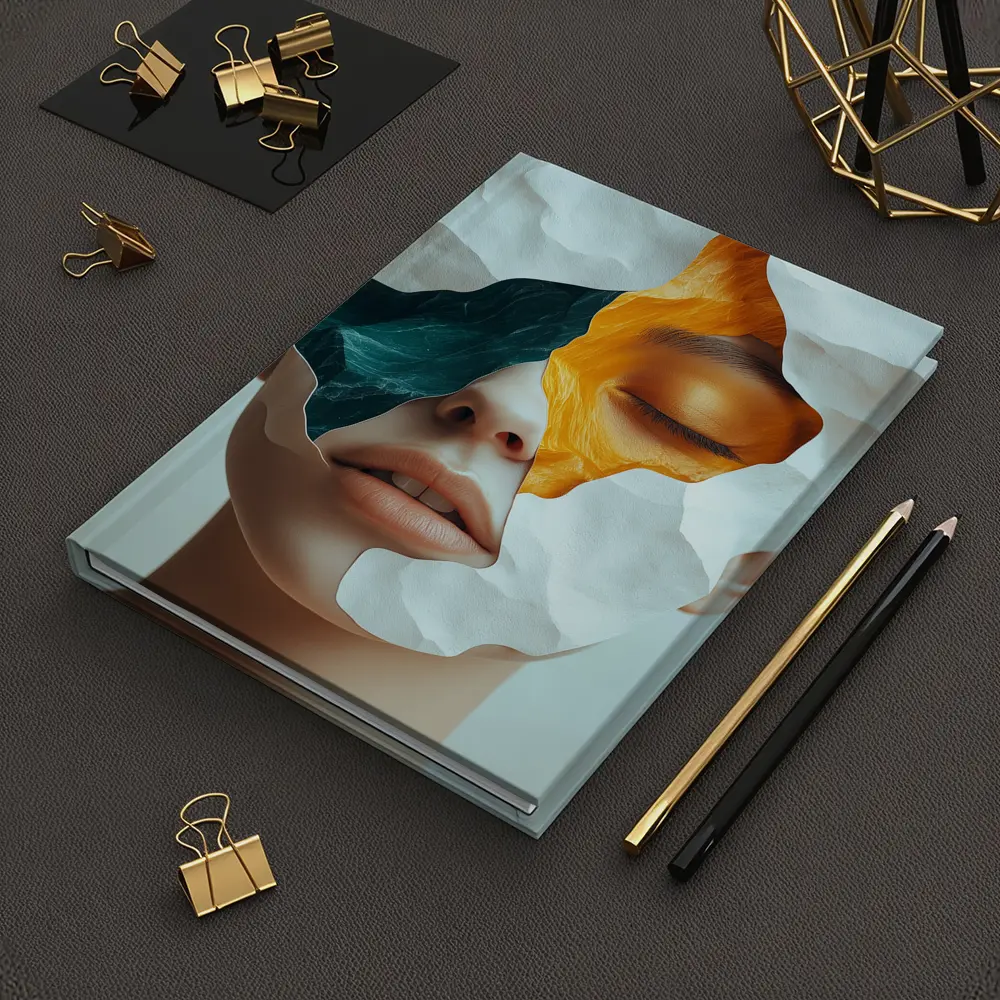 Surreal Female Face Collage Abstract Art – Notebooks