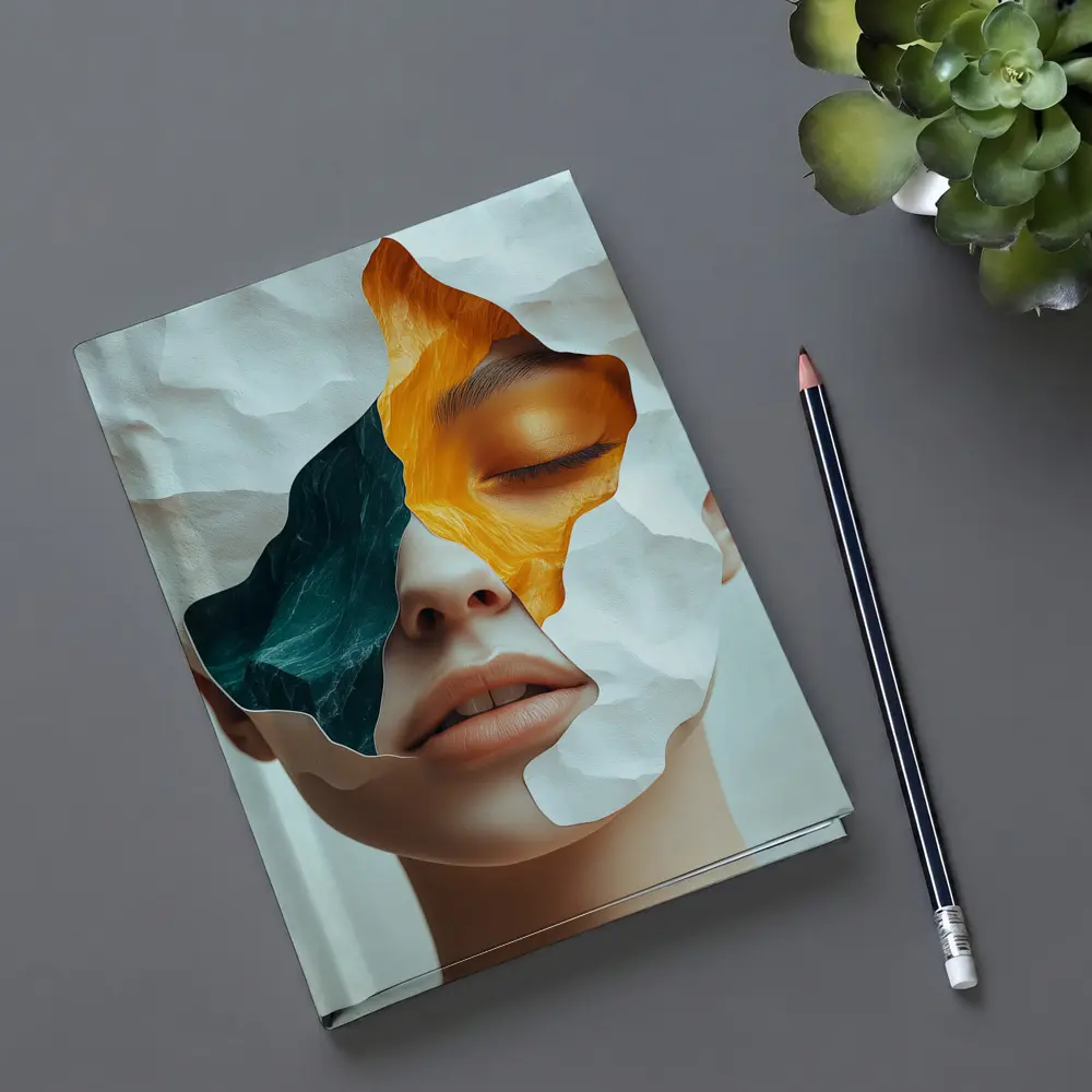 Surreal Female Face Collage Abstract Art – Notebooks