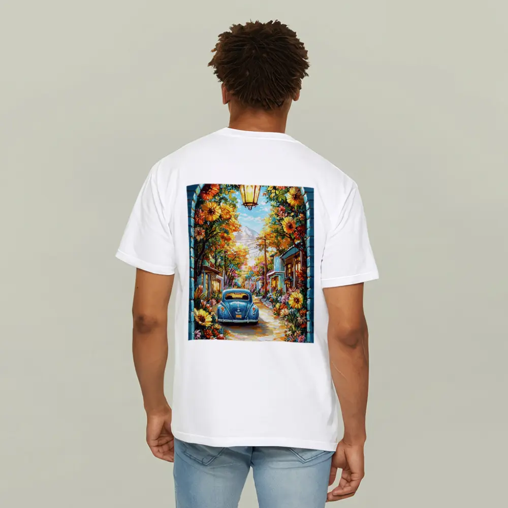 Volkswagen Beetle Blue Sunflower Street Art – T-Shirts