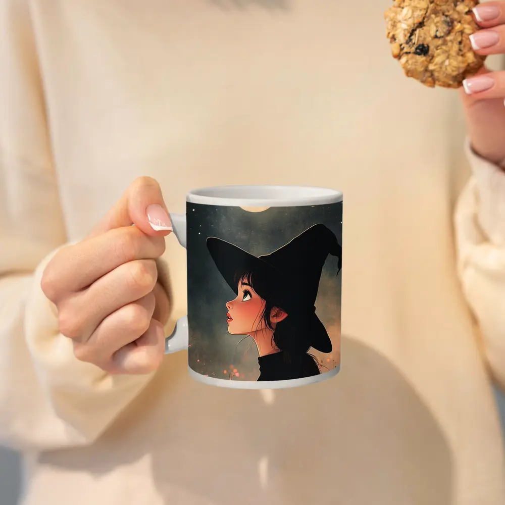 Anime Witch Girl Moonlit Night Sky – Mugs