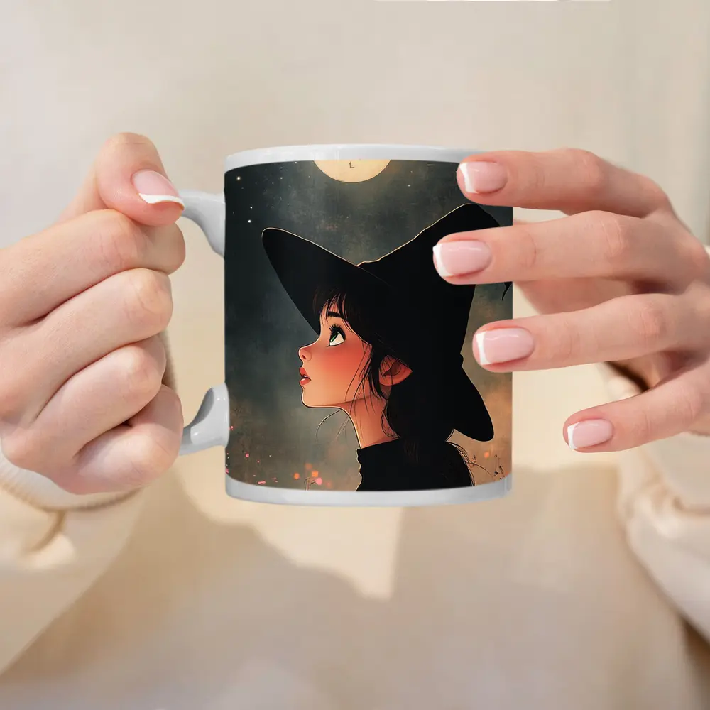 Anime Witch Girl Moonlit Night Sky – Mugs
